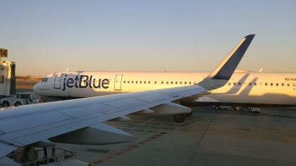 Preparing for take off from JFK International Airport to Las Vegas, NV